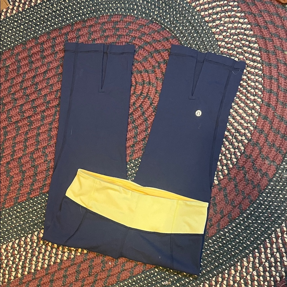 Lululemon‎ Navy Blue & Yellow Capri Wide Leg Pant Size 6